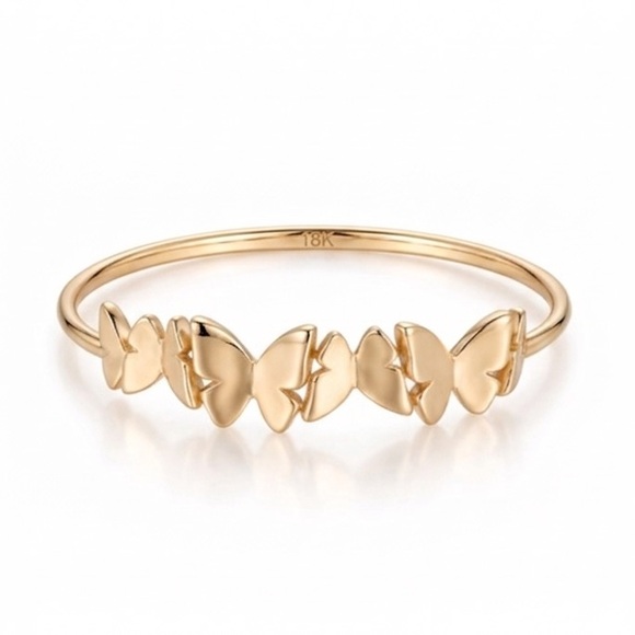 Estate Jewelry - 18K Solid Yellow Gold Dainty Butterfly Cluster